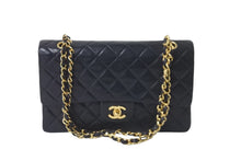 画像をギャラリービューアに読み込む, CHANEL シャネル マトラッセ 25 ショルダーバッグ ダブルフラップ 1番台 ラムスキン ブラック ゴールド 美品 中古 58464