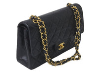 画像をギャラリービューアに読み込む, CHANEL シャネル マトラッセ 25 ショルダーバッグ ダブルフラップ 1番台 ラムスキン ブラック ゴールド 美品 中古 58464