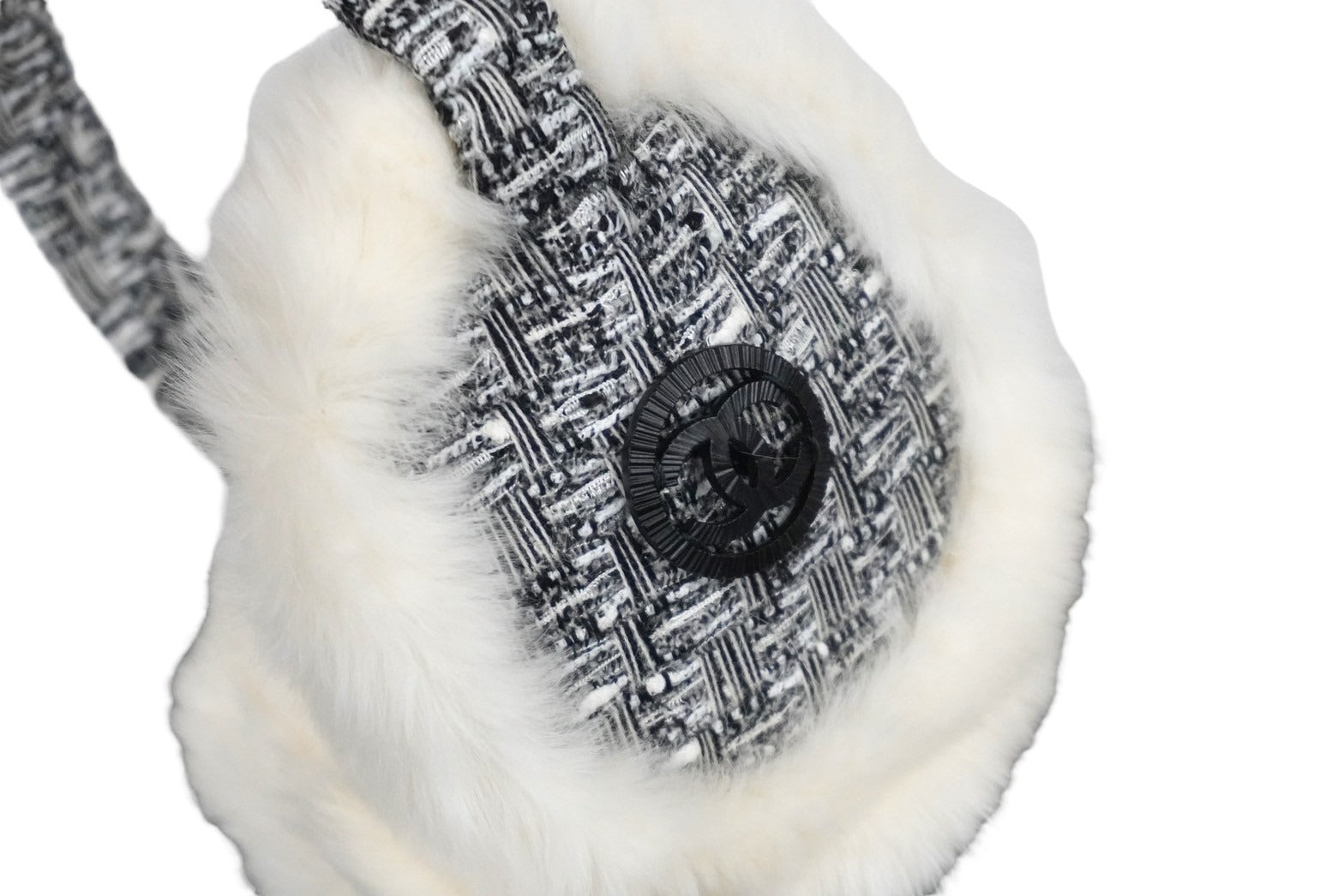 新品同様 CHANEL シャネル イヤーマフ ココマーク ツイード ホワイト