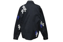 画像をギャラリービューアに読み込む, 極美品 CHROME HEARTS クロムハーツ ジャケット ワークドッグ クロスパッチ デニムシャツ シルバー金具 サイズM 中古 58497