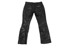 画像をギャラリービューアに読み込む, CHROME HEARTS クロムハーツ パンツ レザーパンツ フレアパンツ クロスボール シルバー925 ブラック サイズ32 美品 中古 58507