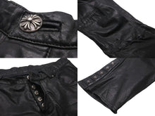 画像をギャラリービューアに読み込む, CHROME HEARTS クロムハーツ パンツ レザーパンツ フレアパンツ クロスボール シルバー925 ブラック サイズ32 美品 中古 58507