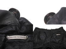 画像をギャラリービューアに読み込む, CHROME HEARTS クロムハーツ パンツ レザーパンツ フレアパンツ クロスボール シルバー925 ブラック サイズ32 美品 中古 58507