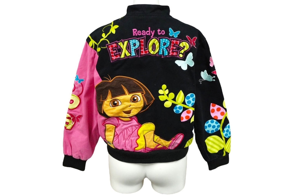 JH Design ジェイエイチデザイン DORA The Explorer レーシング ジャケット ブラック ピンク 刺繍 サイズL 良品 中古 58511