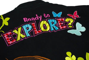 JH Design DORA The Explorer Racing Jacket Black Pink Embroidery Size L Good Used 58511