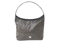 画像をギャラリービューアに読み込む, 極美品 GOYARD ゴヤール トートバッグ ポエムホーボーバッグPM ハートロゴ キャンバス 牛革 ブラック ブラウン シルバー 中古 58523