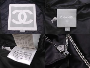 CHANEL Nylon Jacket Sports Line P29238V19623 06A Navy Gray Black Metal Fittings Size 38 Good Condition Used 58533