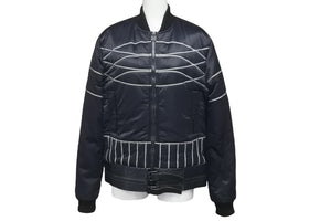 CHANEL Nylon Jacket Sports Line P29238V19623 06A Navy Gray Black Metal Fittings Size 38 Good Condition Used 58533