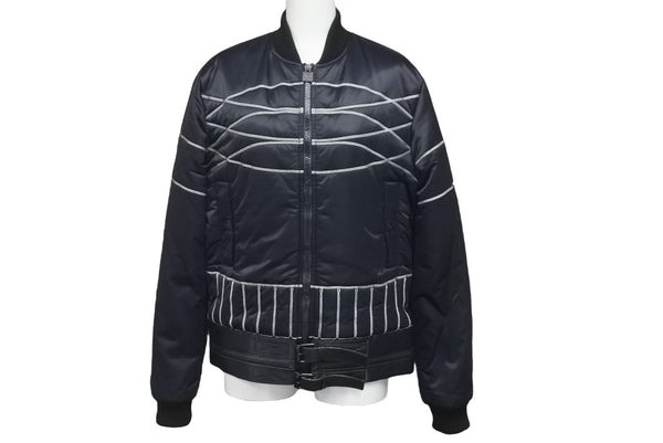 CHANEL Nylon Jacket Sports Line P29238V19623 06A Navy Gray Black Metal Fittings Size 38 Good Condition Used 58533