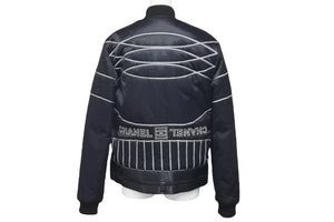 CHANEL Nylon Jacket Sports Line P29238V19623 06A Navy Gray Black Metal Fittings Size 38 Good Condition Used 58533