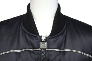CHANEL Nylon Jacket Sports Line P29238V19623 06A Navy Gray Black Metal Fittings Size 38 Good Condition Used 58533