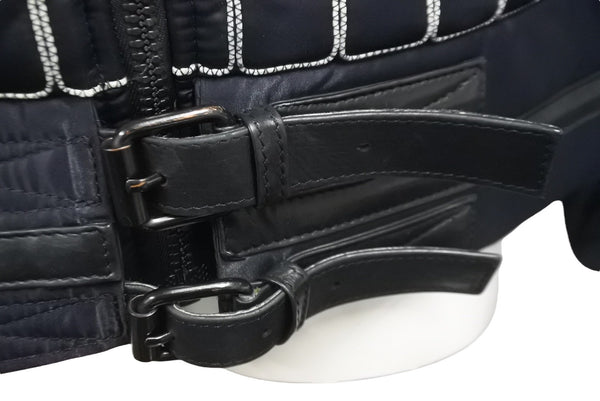 CHANEL Nylon Jacket Sports Line P29238V19623 06A Navy Gray Black Metal Fittings Size 38 Good Condition Used 58533