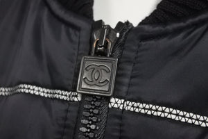 CHANEL Nylon Jacket Sports Line P29238V19623 06A Navy Gray Black Metal Fittings Size 38 Good Condition Used 58533