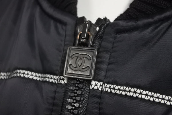 CHANEL Nylon Jacket Sports Line P29238V19623 06A Navy Gray Black Metal Fittings Size 38 Good Condition Used 58533