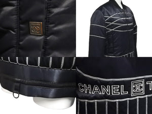 CHANEL Nylon Jacket Sports Line P29238V19623 06A Navy Gray Black Metal Fittings Size 38 Good Condition Used 58533