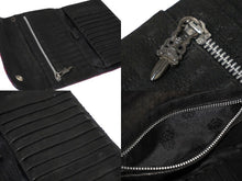 画像をギャラリービューアに読み込む, CHROME HEARTS クロムハーツ 三つ折り 長財布 ウェーブウォレット クロスボタン レッド ブルー シルバー925 良品 中古 58555