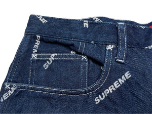 極美品 Supreme シュプリーム ショートパンツ デニム ロゴペインター 2018年AW 34 コットン インディゴ シルバー金具 中古 58585