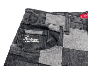 Supreme シュプリーム 21SS Patched Denim Painter Pant パッチデニム ペインターパンツ ブラック 刺繍 美品 中古 58587