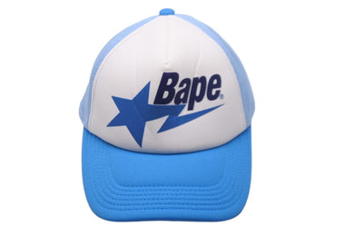 A BATHING APE アベイシングエイプ トラッカーキャップ メッシュキャップ BAPE STA MESH CAP ブルー 美品 中古 58594