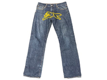 Load image into Gallery viewer, BILLIONAIRE BOYS CLUB ビリオネアボーイズクラブ デニム ストレート ランニングドッグ ロゴ プリント ブルー 良品 中古 58612
