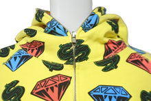 画像をギャラリービューアに読み込む, Billionaire Boys Club ビリオネアボーイズクラブ ジップアップ DIAMOND &amp; DOLLAR 20SS イエロー コットン XL 美品 中古 58638