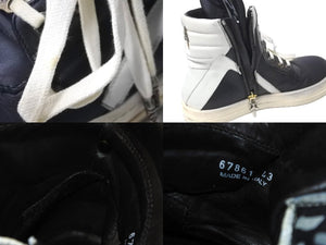 Rick Owens リックオウエンス クロムハーツ スニーカー ジオバスケット CHクロス装飾 ブラック レザー サイズ43 美品 中古 58663