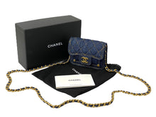 画像をギャラリービューアに読み込む, 新品未使用 新作 CHANEL シャネル ミニチェーンショルダーバッグ ココマーク AP3349 デニム ラメ ネイビー ゴールド金具 58666