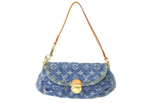 Load image into Gallery viewer, LOUIS VUITTON ルイヴィトン セミショルダーバッグ M95050 モノグラム デニム ミニプリーティ ブルー ゴールド 美品 中古 58673
