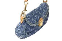 Load image into Gallery viewer, LOUIS VUITTON ルイヴィトン セミショルダーバッグ M95050 モノグラム デニム ミニプリーティ ブルー ゴールド 美品 中古 58673