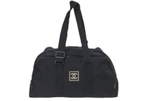 画像をギャラリービューアに読み込む, CHANEL シャネル ボストンバッグ スポーツライン 7番台 ココマーク ブラック ナイロン ブラック金具 美品 中古 58691