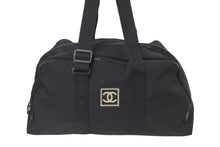 画像をギャラリービューアに読み込む, CHANEL シャネル ボストンバッグ スポーツライン 7番台 ココマーク ブラック ナイロン ブラック金具 美品 中古 58691