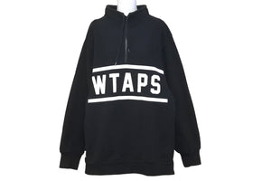 WTAPS ダブルタップス 18AW PLAYER 01 スウェットシャツ ハーフジップ ブラック フリース サイズ2 182ATDTM-CSM13 美品 中古 58698