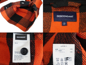 DESCENDANT ディセンダント シャツ ネルシャツ チェックシャツ フード付き サイズ 2 オレンジ 中古 58730