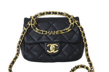 画像をギャラリービューアに読み込む, 極美品 CHANEL シャネル チェーンショルダーバッグ AS3748 マトラッセ トップハンドル ブラック ゴールド金具 中古 58746
