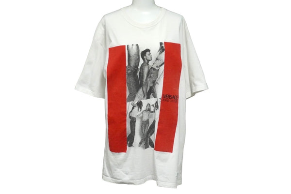 Versace Jeans Couture Versace Blue Weber Jeans Couture Photo T-shirt White Red Logo Size XL Good Condition Used 58762