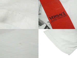 Versace Jeans Couture ヴェルサーチ ブルースウェーバージーンズ クチュール フォトＴシャツ ホワイト レッド ロゴ サイズXL 美品 中古 58762