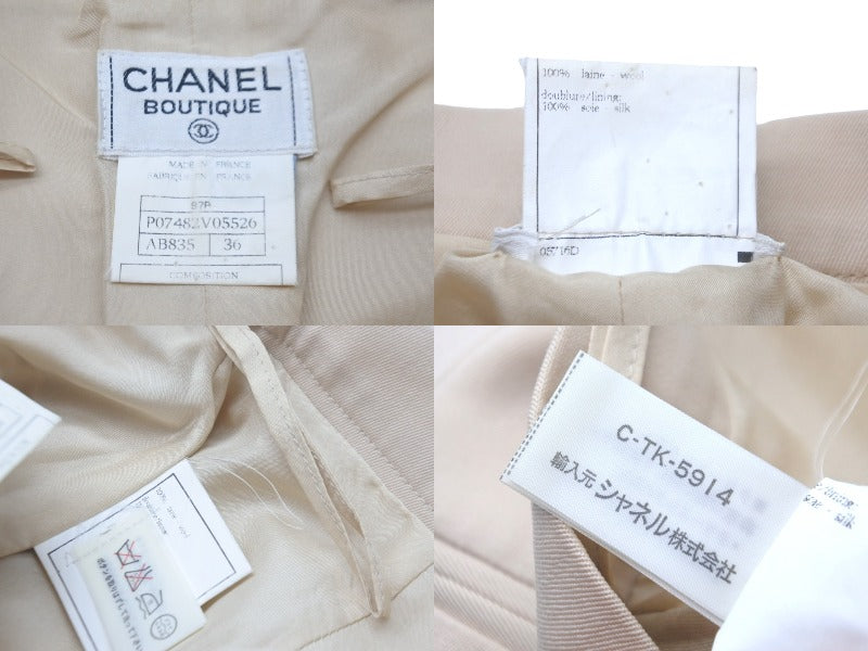 CHANEL シャネル セットアップパンツ 97P AB835 無地 36サイズ ウール ベージュ ゴールド金具 美品 中古 58789 –  Casanova Vintage