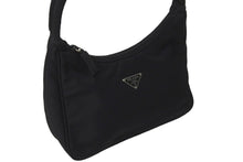 Load image into Gallery viewer, PRADA プラダ ハンドバッグ ワンショルダー MV515 ホーボー ミニバッグ 三角ロゴ ブラック シルバー金具 美品 中古 58833