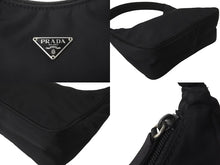 Load image into Gallery viewer, PRADA プラダ ハンドバッグ ワンショルダー MV515 ホーボー ミニバッグ 三角ロゴ ブラック シルバー金具 美品 中古 58833