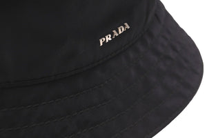 PRADA プラダ ハット 帽子 バケットハット ロゴ ブラック ポリエステル 