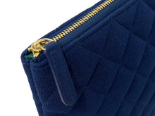 画像をギャラリービューアに読み込む, CHANEL シャネル クラッチバッグ 28番台 ココマーク キルティング キャンバス ブルー グリーン ゴールド金具 美品 中古 58900