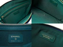 画像をギャラリービューアに読み込む, CHANEL シャネル クラッチバッグ 28番台 ココマーク キルティング キャンバス ブルー グリーン ゴールド金具 美品 中古 58900