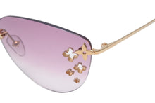 画像をギャラリービューアに読み込む, 極美品 LOUIS VUITTON ルイヴィトン デスマヨ キャッツアイ サングラス パープル ゴールド M96026 中古 58917