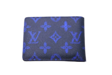 Load image into Gallery viewer, LOUIS VUITTON ルイヴィトン 二つ折り財布 ポルトフォイユ・ミュルティプル M80850 ネイビー ブルー ホワイト 美品 中古 58925