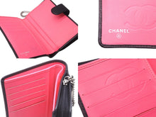 画像をギャラリービューアに読み込む, CHANEL シャネル 財布 ブラック カンボンライン 14番台 ココマーク ラムスキン ブラック ピンク シルバー金具 美品 中古 58926