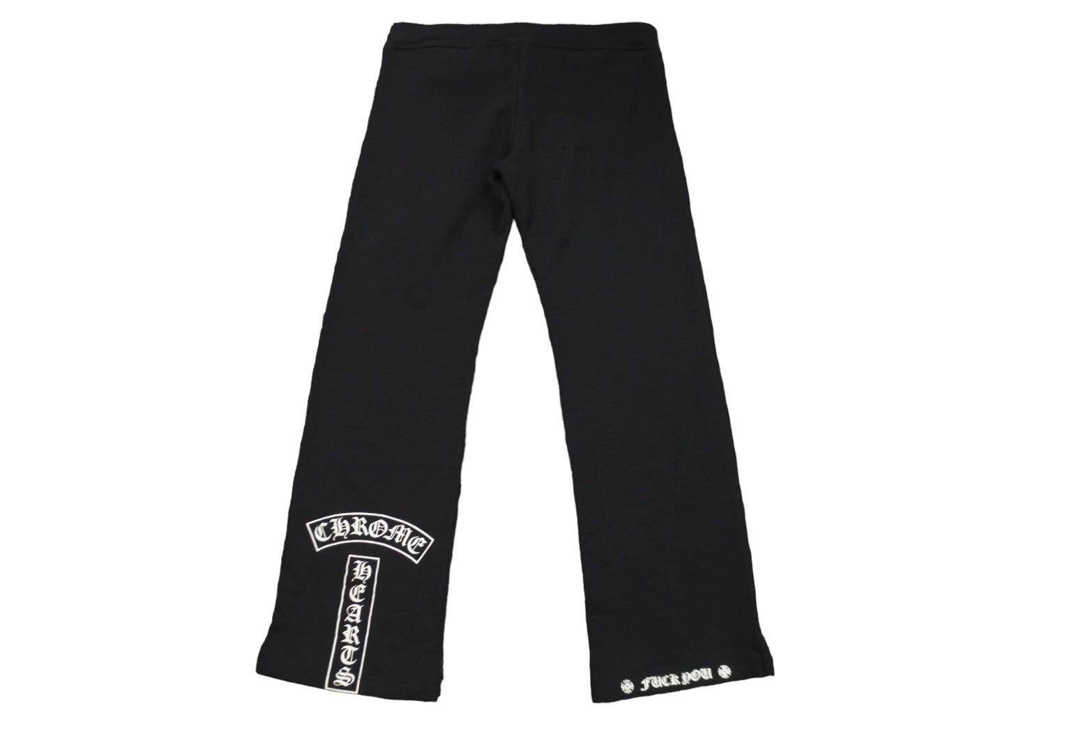 クロムハーツ CHROME HEARTS サイドロゴ スクロールラベルプリント パンツ 衣料品 ボトムス コットン メンズ ブラック系 【中古】 CHROME HEARTS クロムハーツ ロゴ プリント パンツ ブラック ボトムス