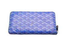 Load image into Gallery viewer, GOYARD ゴヤール 長財布 ラウンドファスナー マティニョンGM ヘリンボーン ブルー シルバー金具 美品 中古 58955
