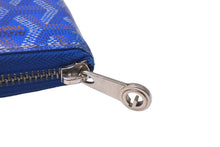 Load image into Gallery viewer, GOYARD ゴヤール 長財布 ラウンドファスナー マティニョンGM ヘリンボーン ブルー シルバー金具 美品 中古 58955