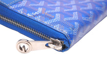 Load image into Gallery viewer, GOYARD ゴヤール 長財布 ラウンドファスナー マティニョンGM ヘリンボーン ブルー シルバー金具 美品 中古 58955