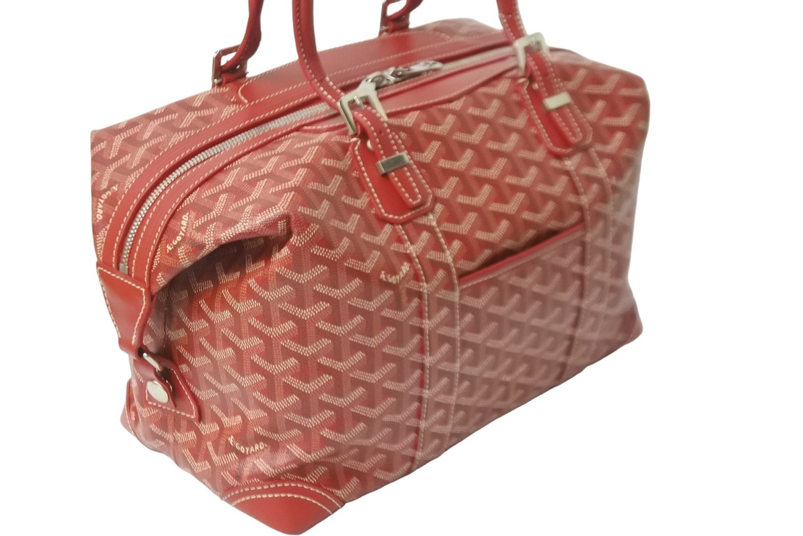 GOYARD ゴヤール ボストンバッグ ボーイング30 レッド PVCコーティングキャンバス レザー シルバー金具 美品 中古 58993 –  Casanova Vintage